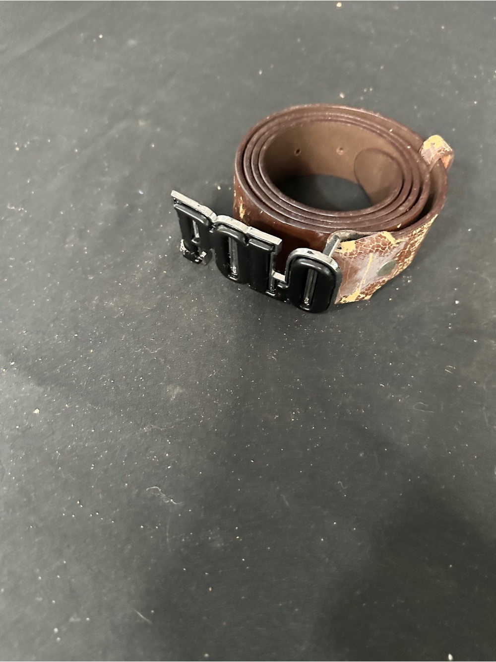 Men's Brown Leather Belt with Black Buckle-polo size 32/34-#634